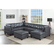 Leather Reversible Sectionals You ll Love Wayfair